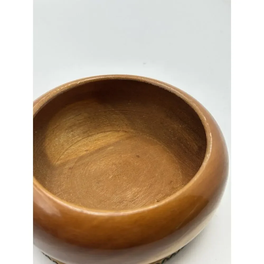 Hand Carved Wooden Bowl Vintage From Cuba